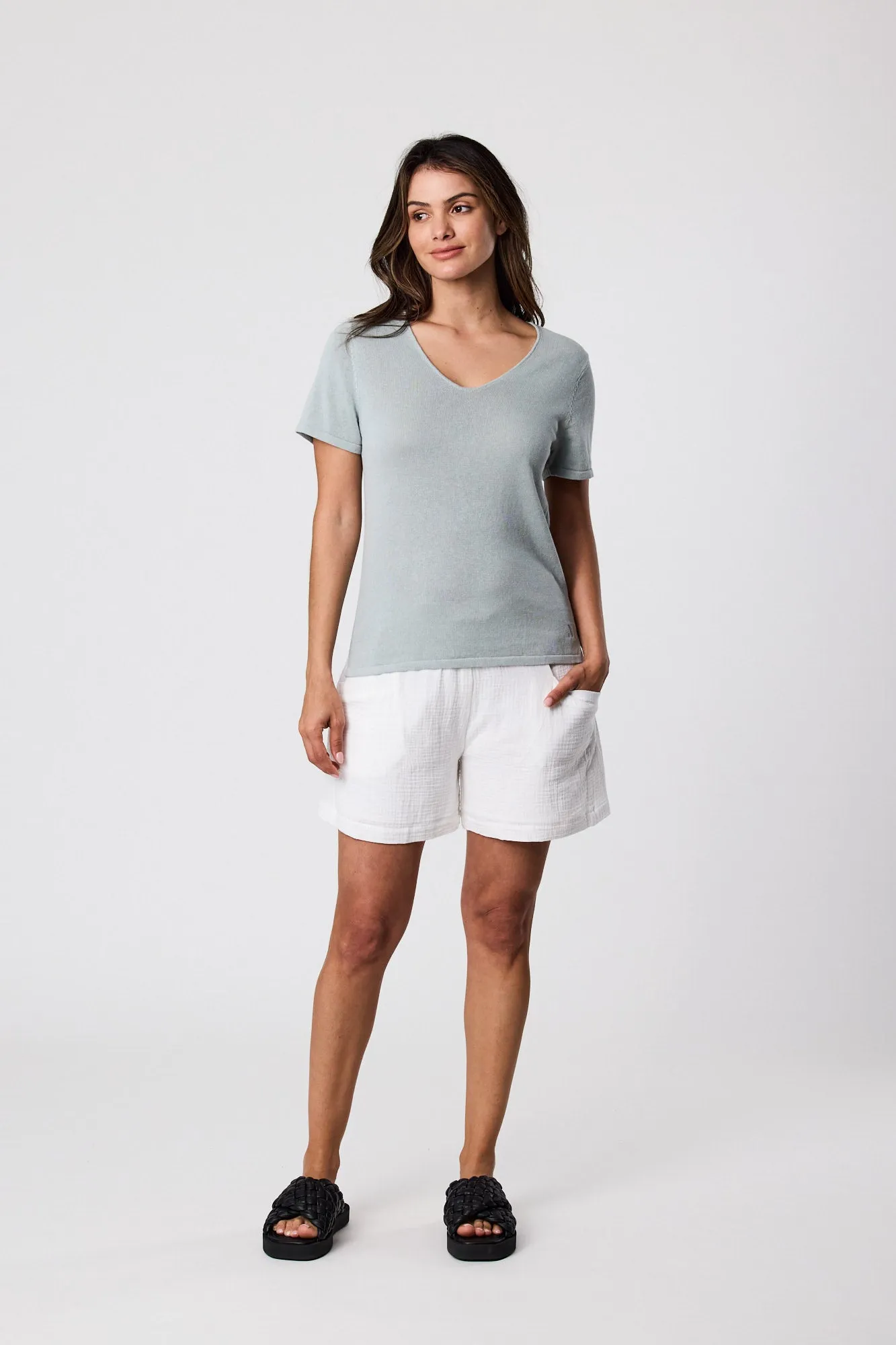 Castaway Knit Tee - Duck Egg