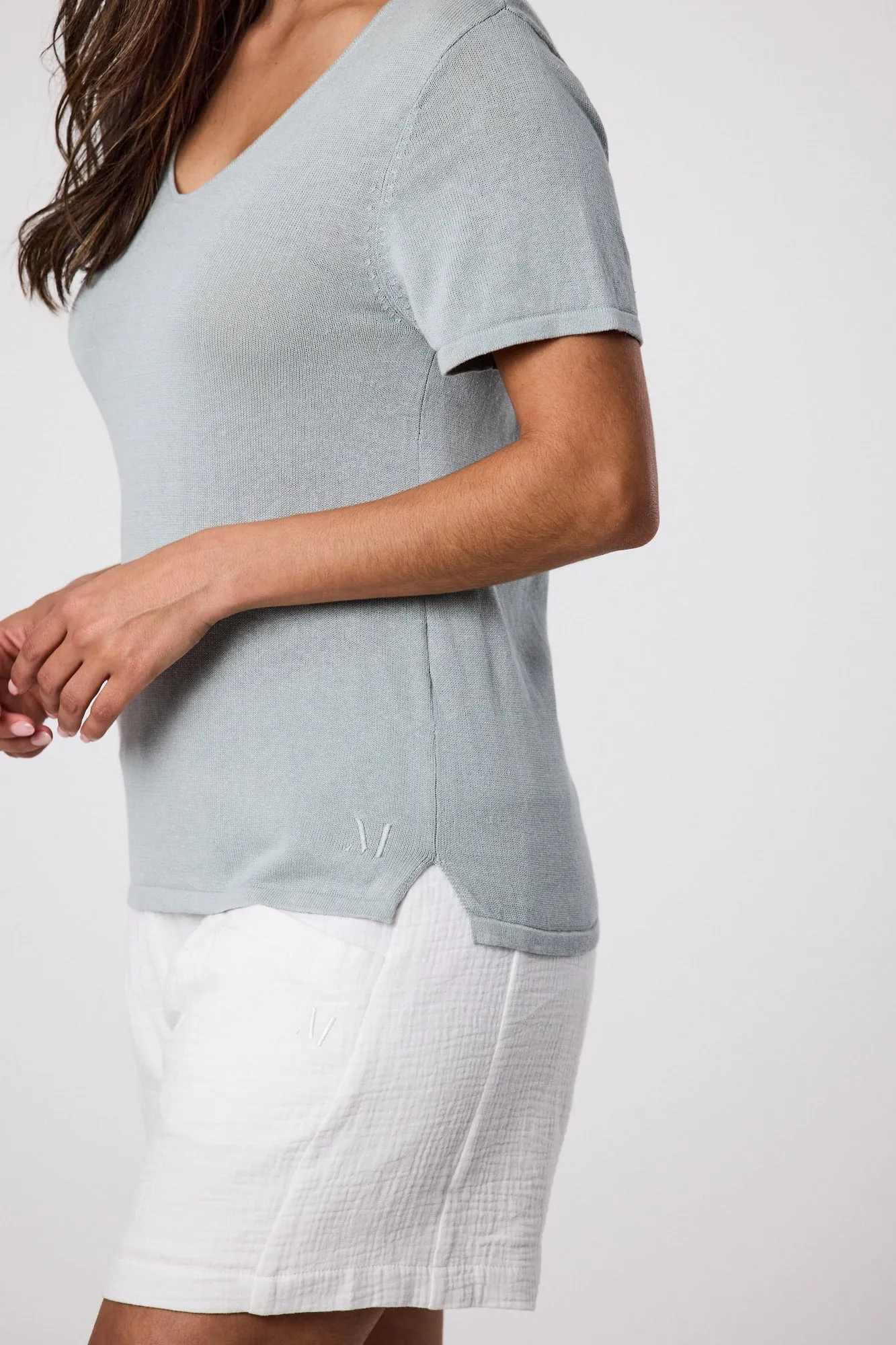 Castaway Knit Tee - Duck Egg
