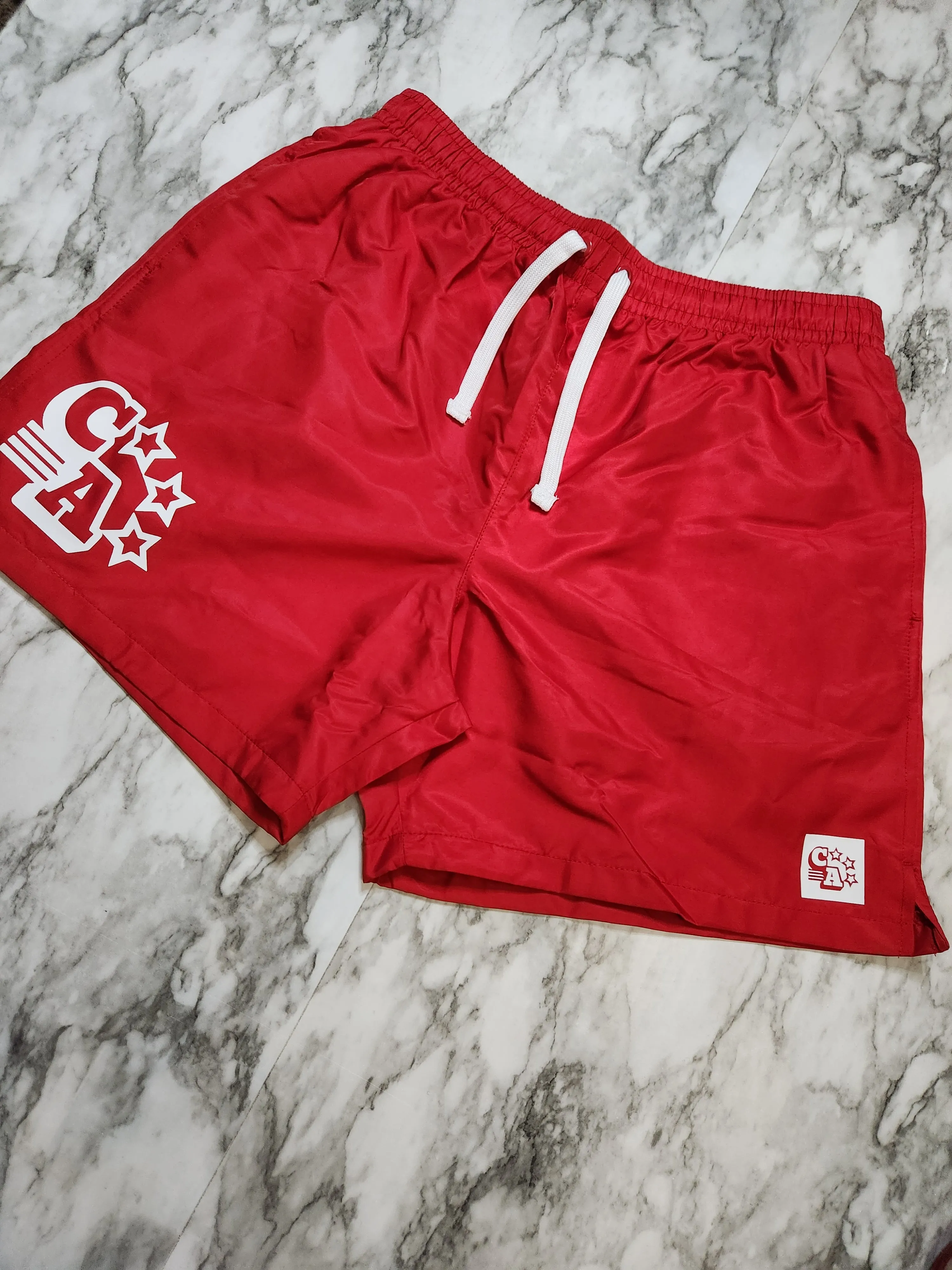 Centre Ave Windbreaker Shorts (Red)