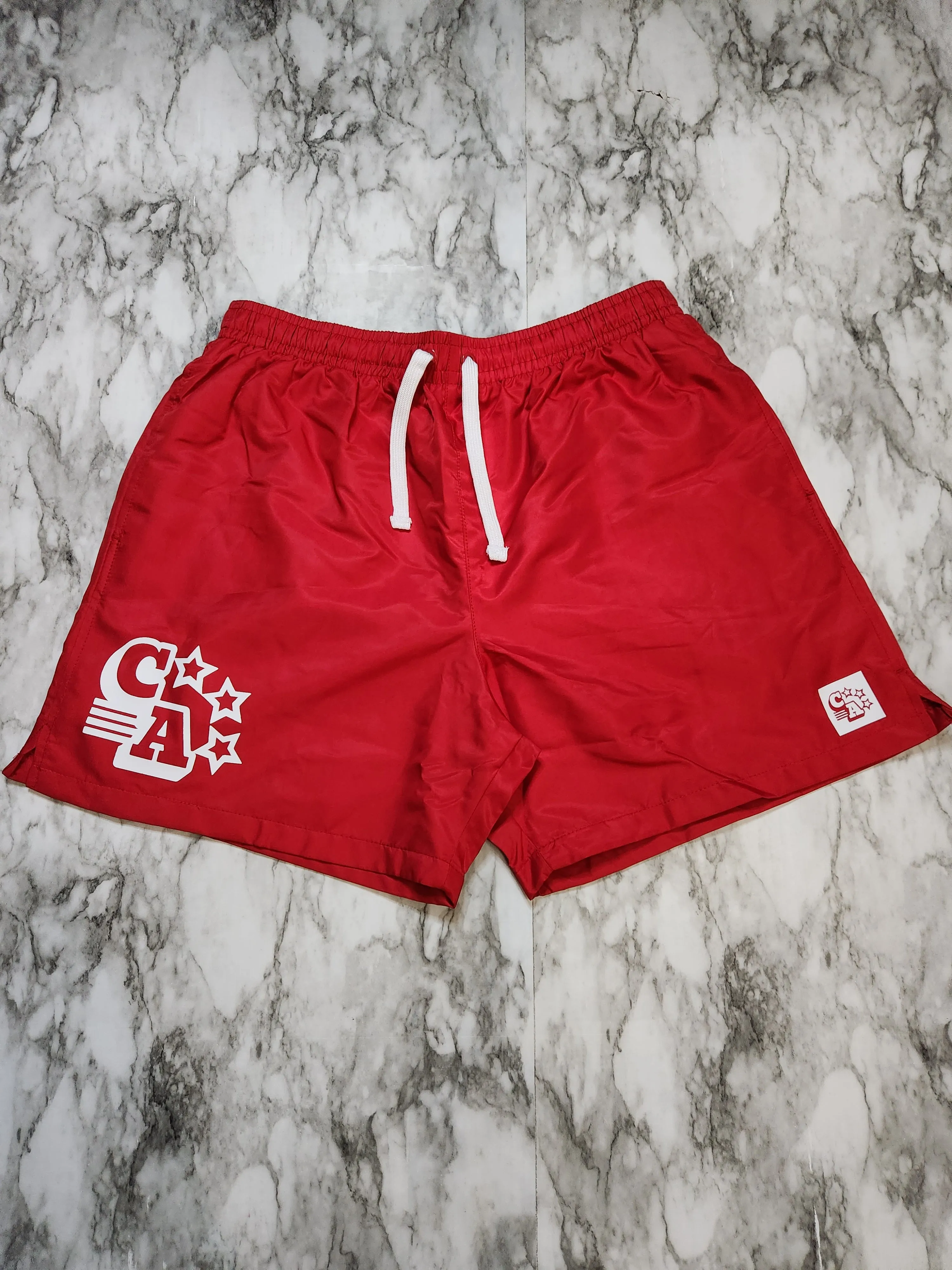 Centre Ave Windbreaker Shorts (Red)