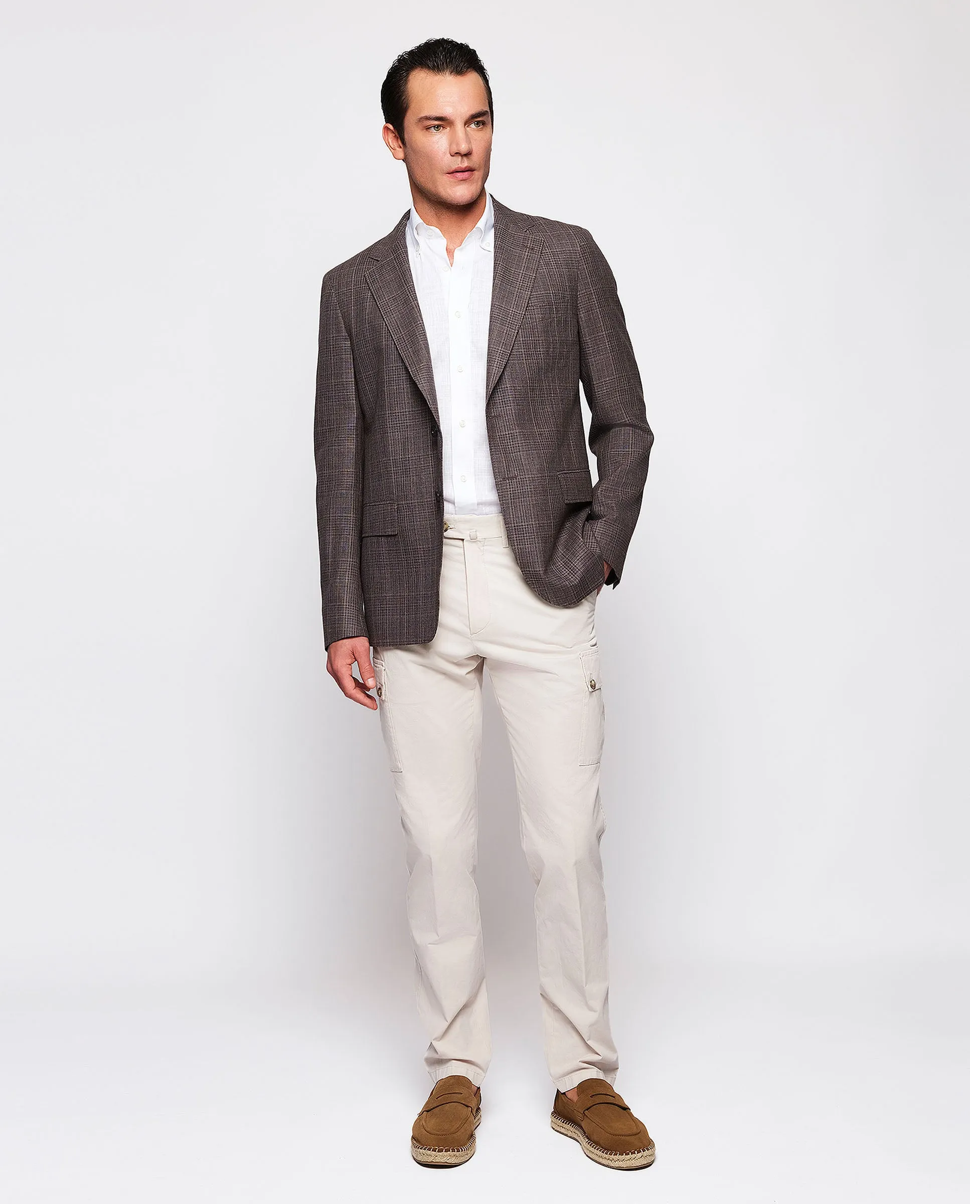 Chaqueta de cuadros tonos marrones