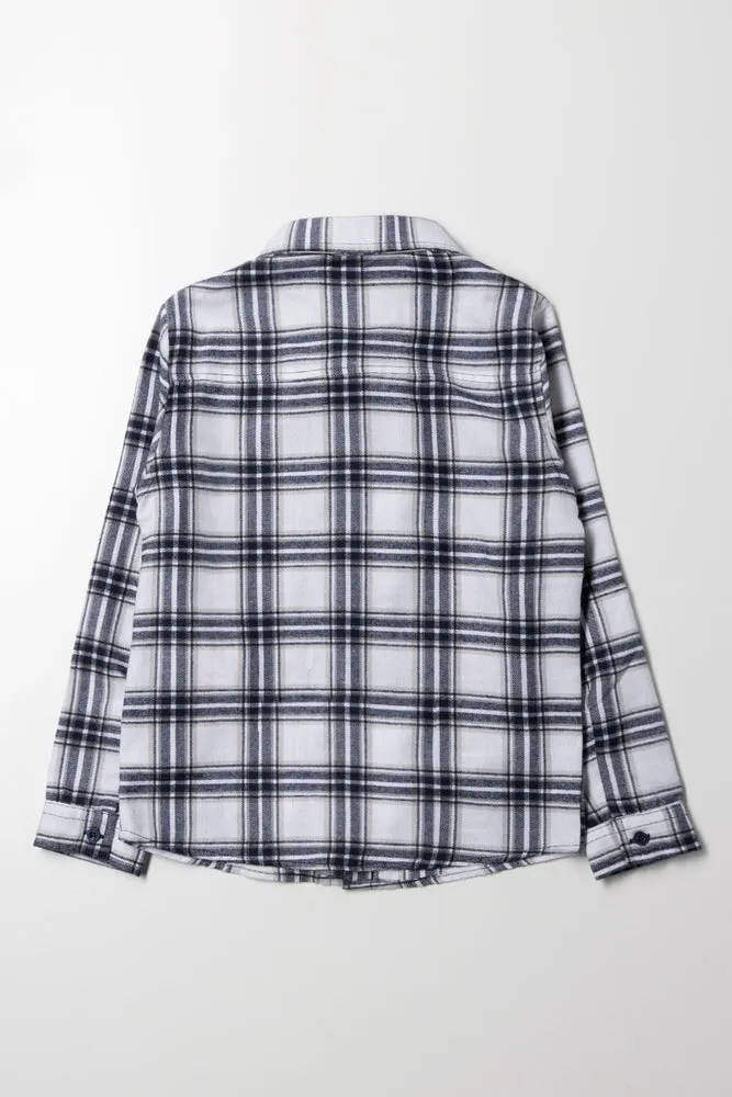 Check Long Sleeve Shirt White And Green