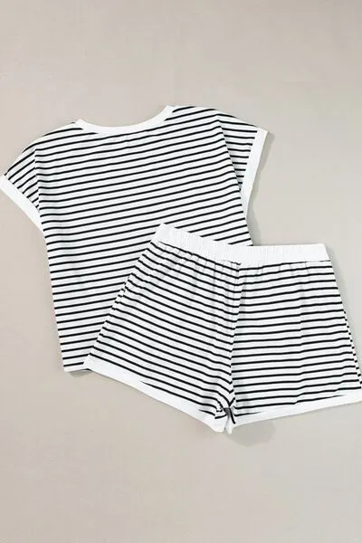 Chelsea Striped Contrast Top and Shorts Set