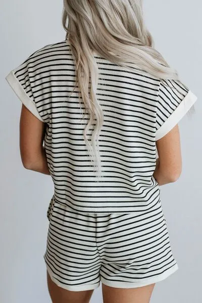 Chelsea Striped Contrast Top and Shorts Set