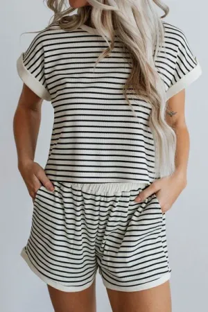 Chelsea Striped Contrast Top and Shorts Set