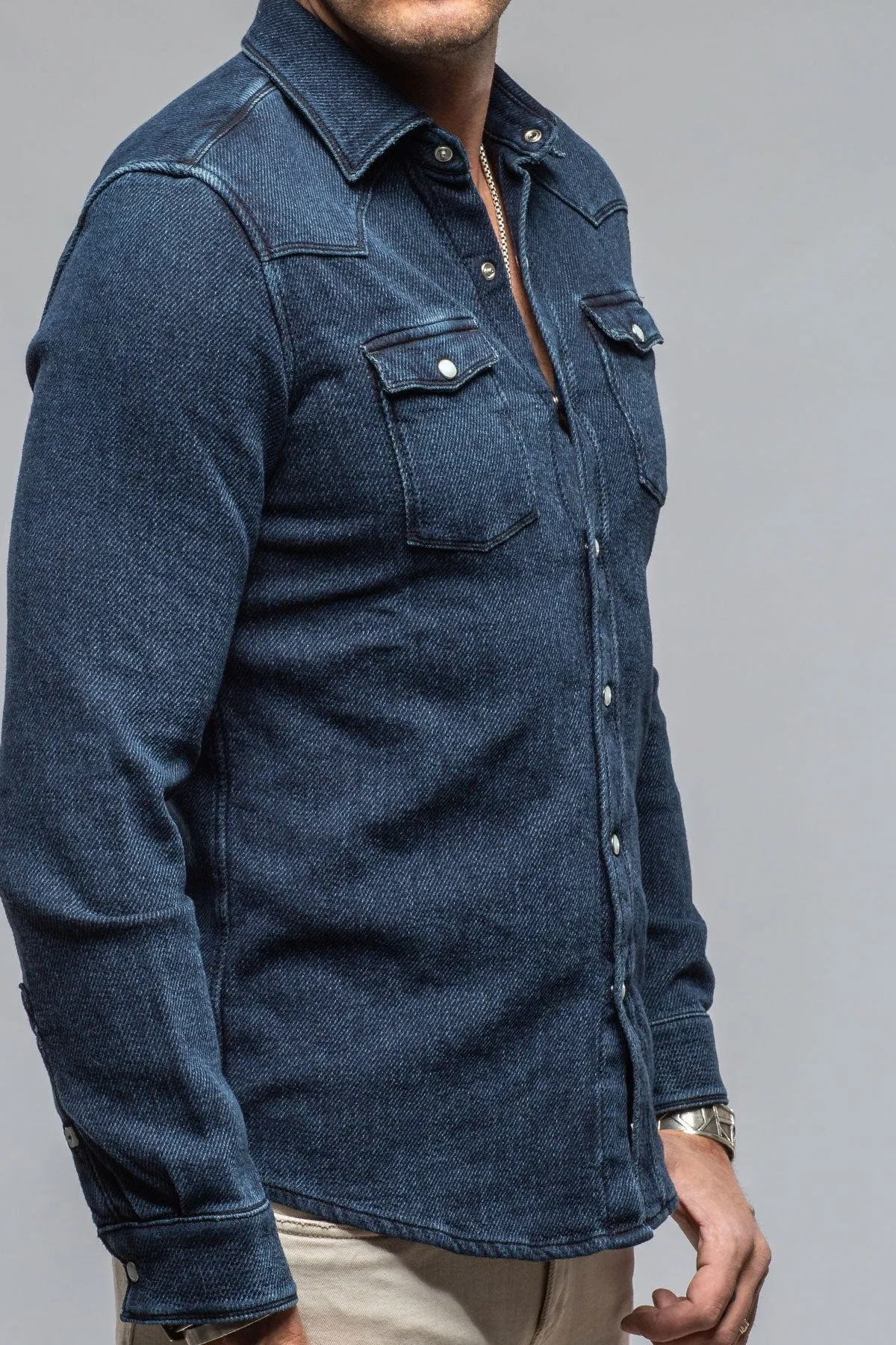 Cutter Knit Snap Shirt In Indigo