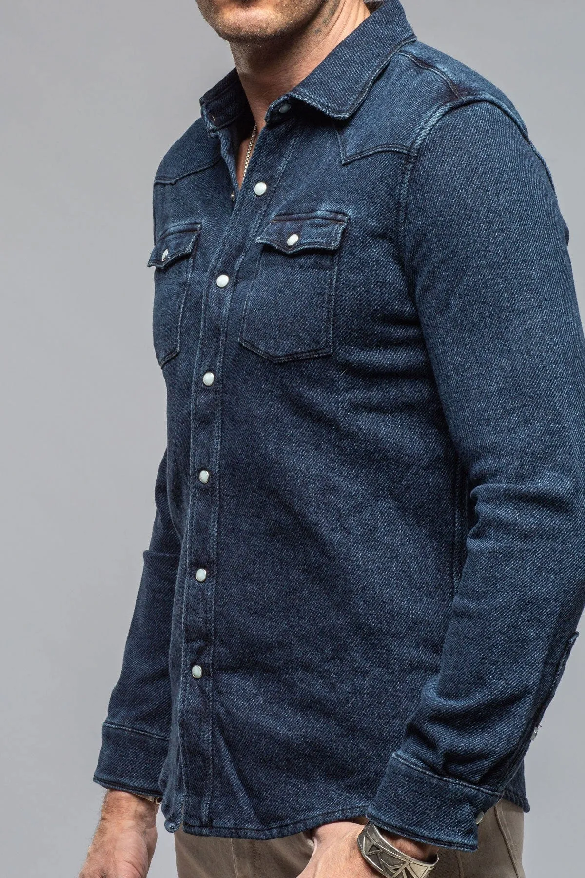 Cutter Knit Snap Shirt In Indigo