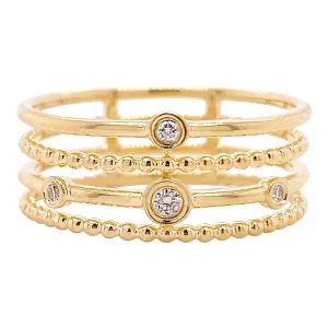 Diamond Station Layered Ring