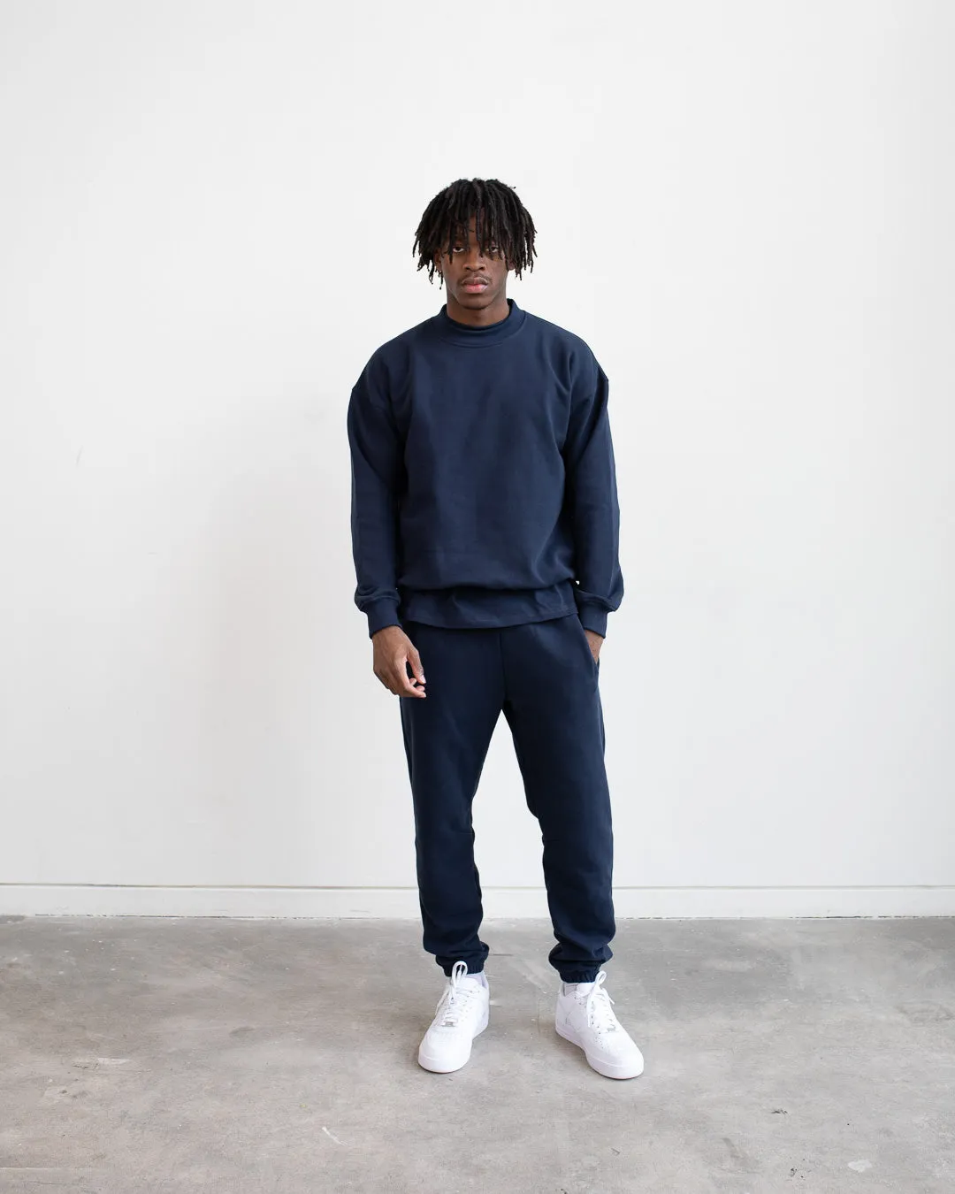 Drop Shoulder Crewneck - Navy