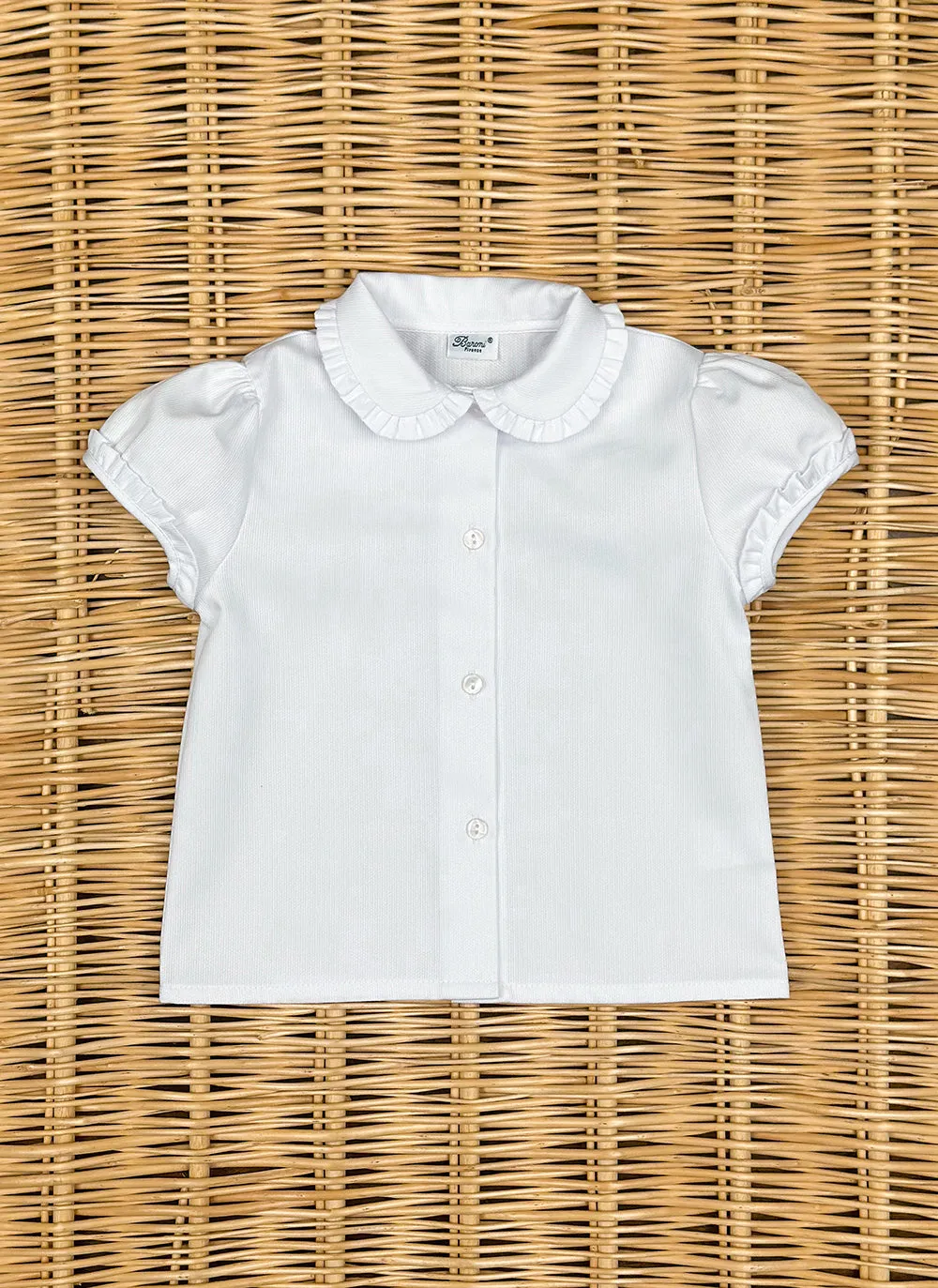 Girl white shirt rouches collar
