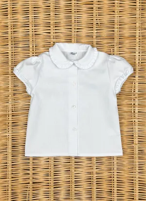 Girl white shirt rouches collar