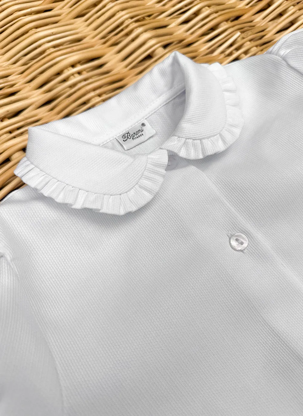 Girl white shirt rouches collar