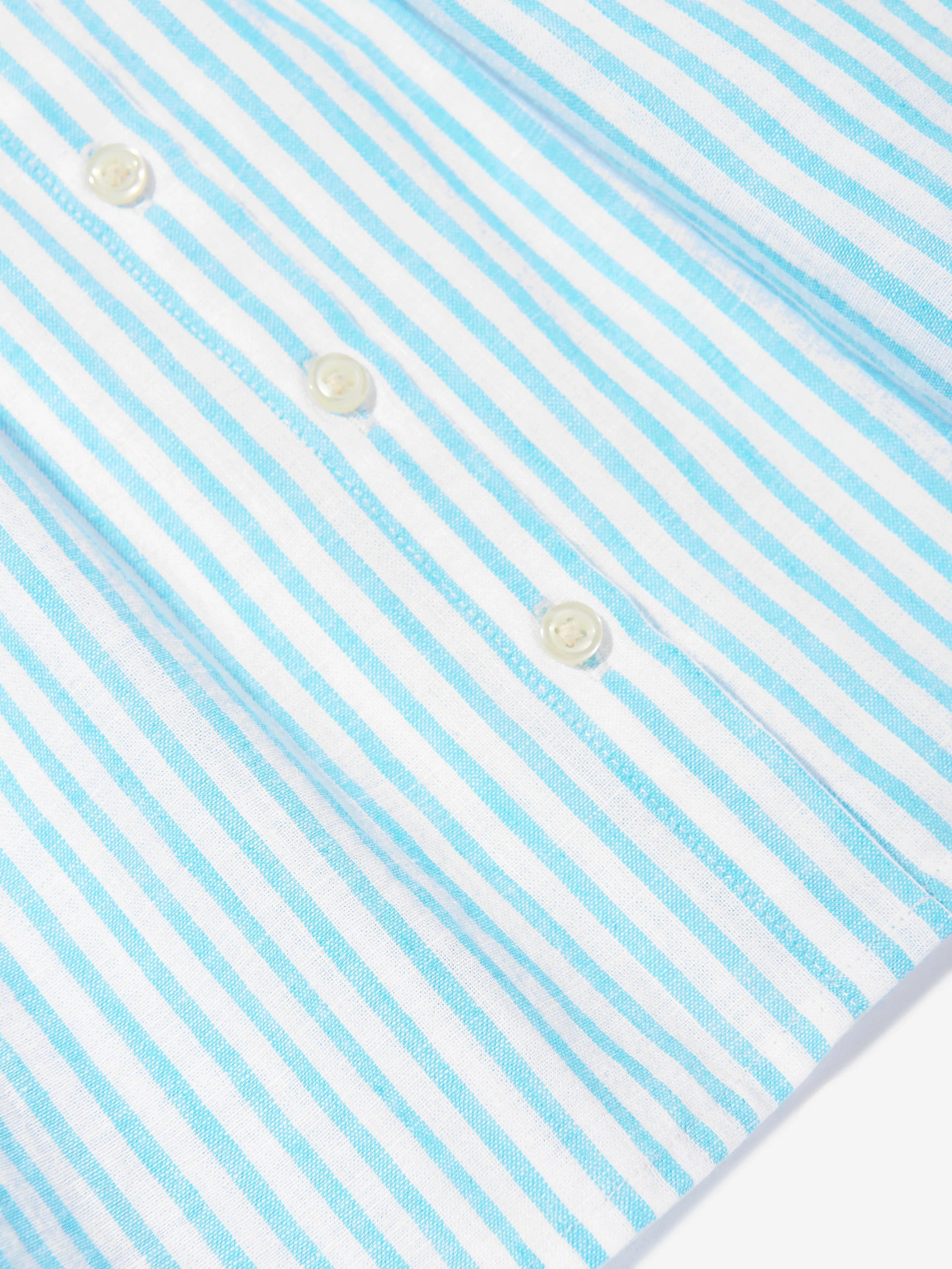 Girls Linen Striped Blouse in Blue