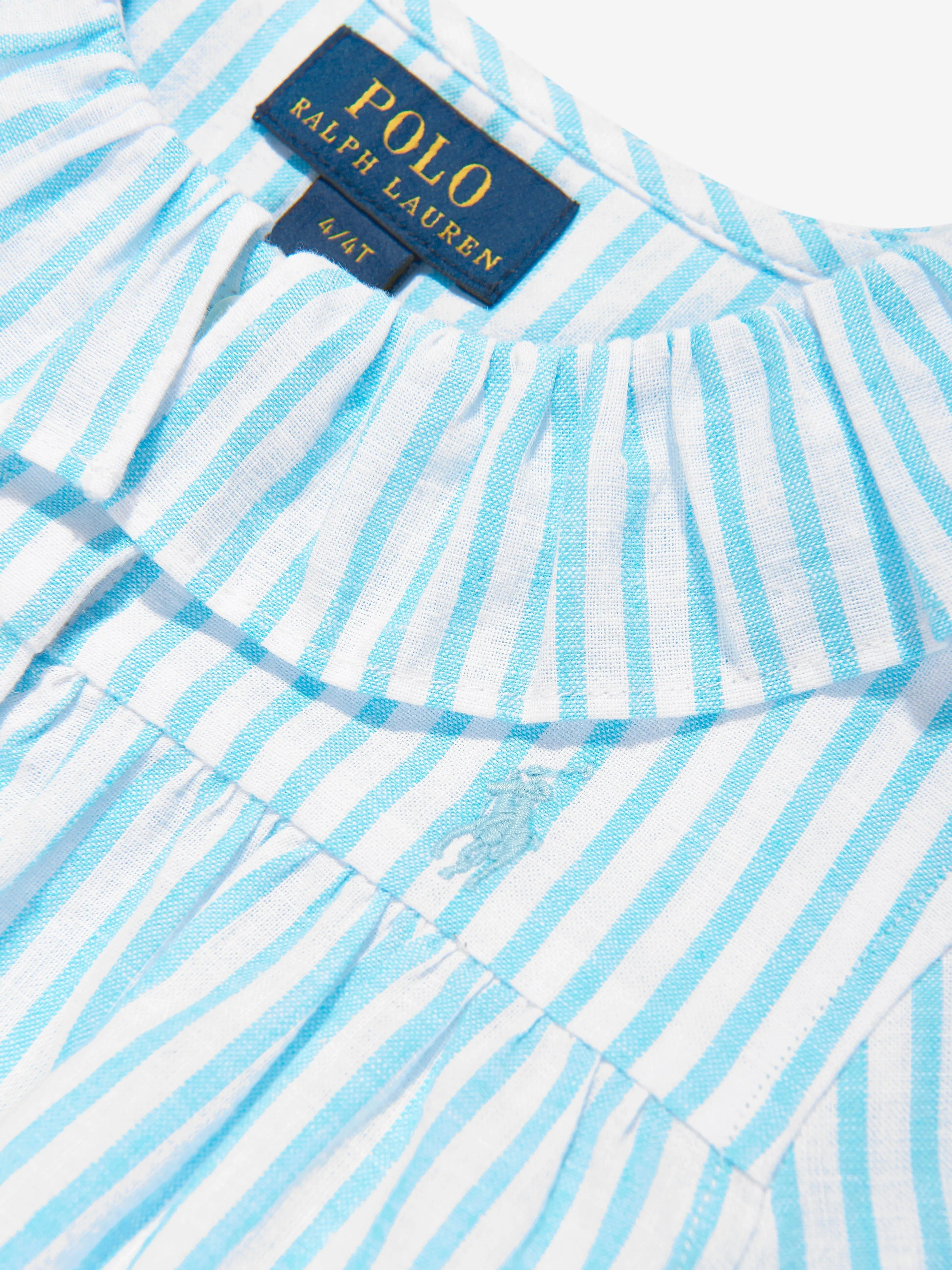 Girls Linen Striped Blouse in Blue