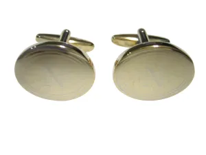 Gold Toned Etched Oval Letter N Monogram Cufflinks
