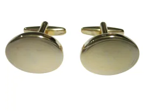 Gold Toned Etched Oval Letter V Monogram Cufflinks