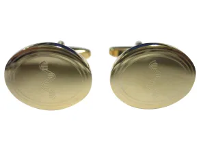 Gold Toned Etched Oval RNA Ribonucleic Acid Molecule Cufflinks