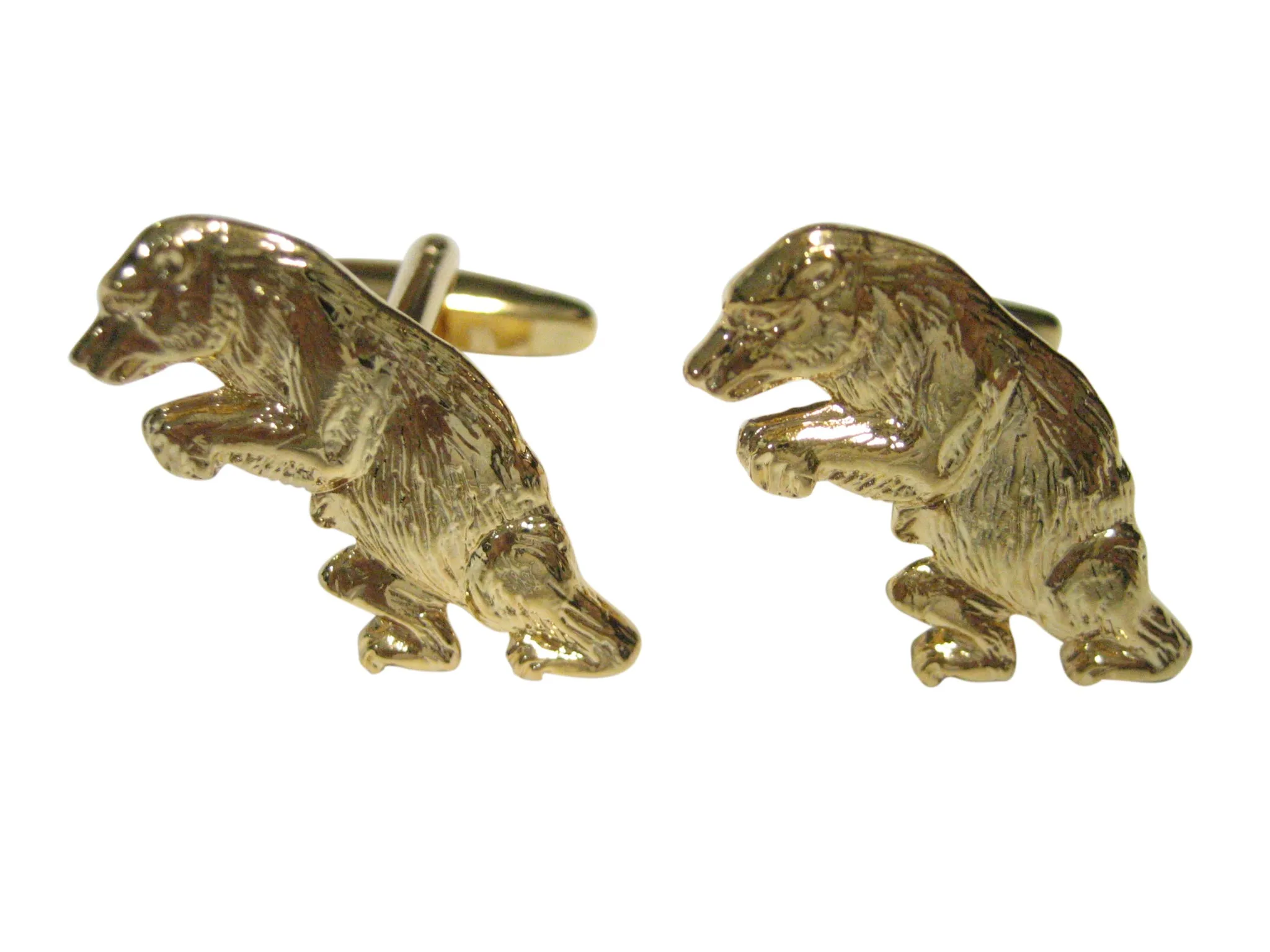 Gold Toned Standing Upright Bear Cufflinks