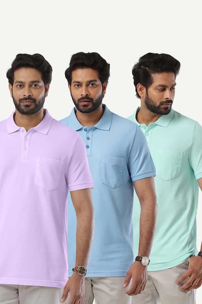 Golf Polo - Collar T-Shirts Pack Of 3 Combo For Men | Ariser
