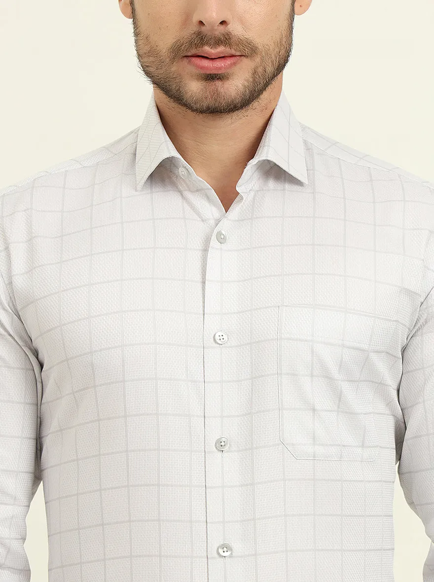 Grey & White Checked Slim Fit Formal Shirt | Metal
