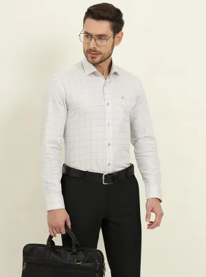 Grey & White Checked Slim Fit Formal Shirt | Metal