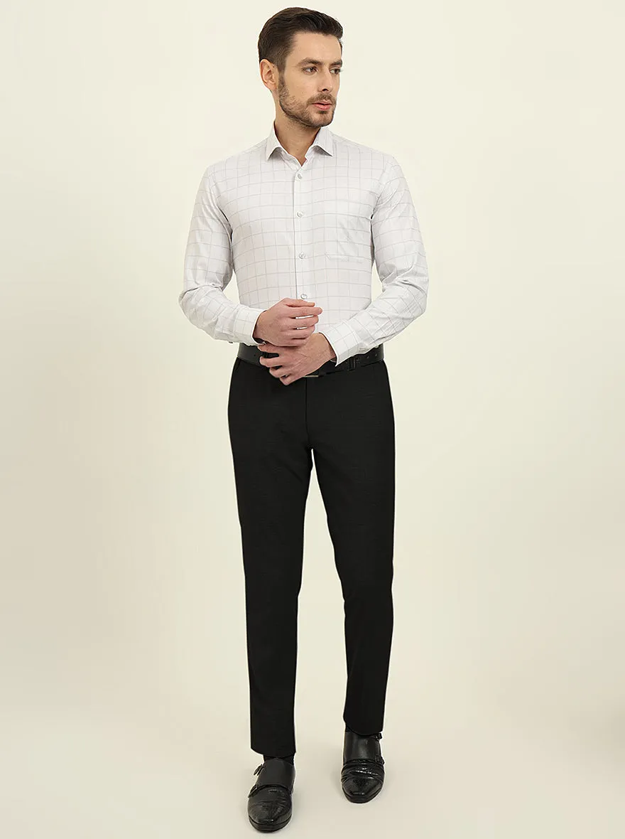Grey & White Checked Slim Fit Formal Shirt | Metal