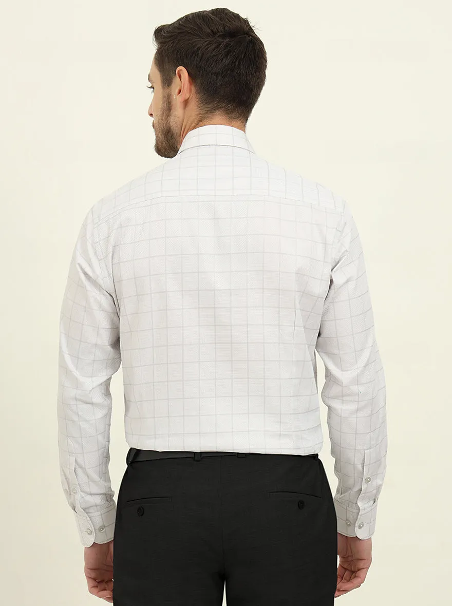 Grey & White Checked Slim Fit Formal Shirt | Metal