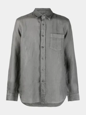 Grey Long-Sleeve Linen Shirt