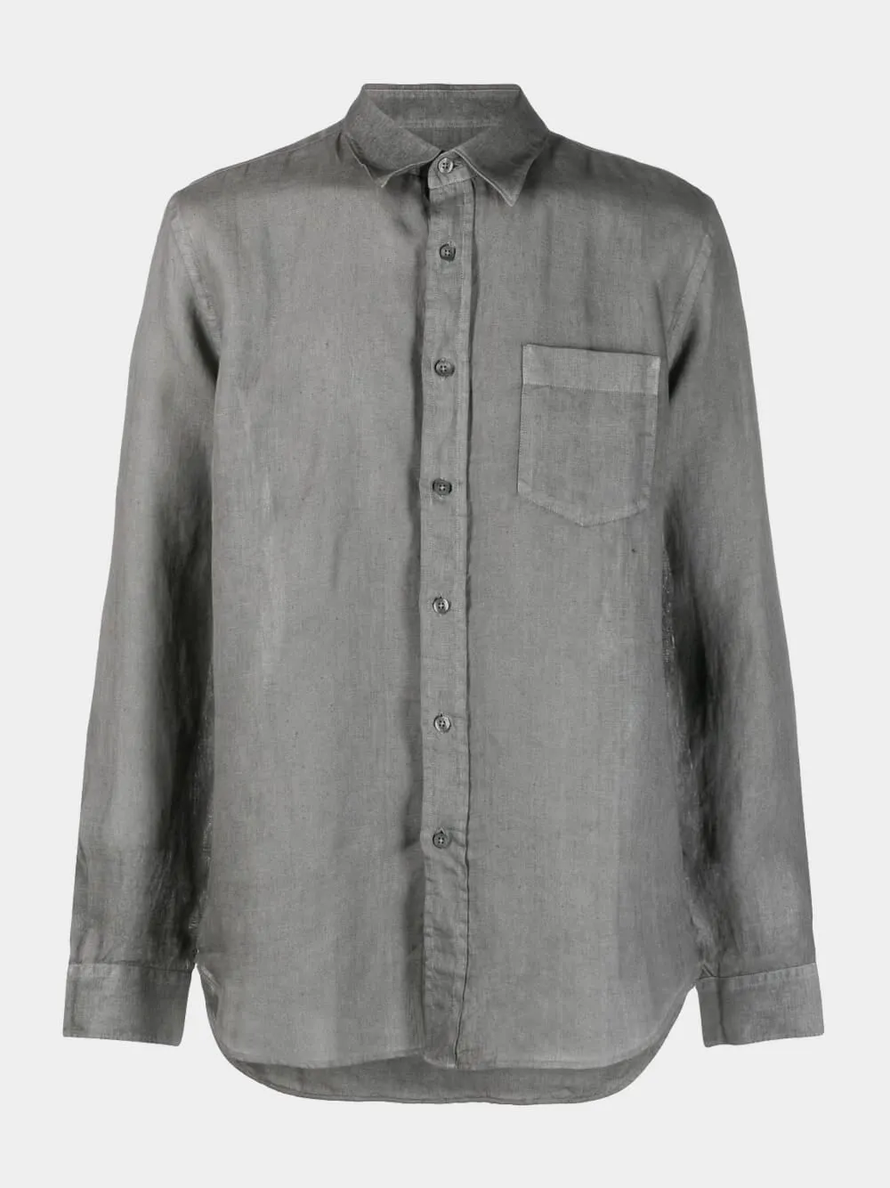 Grey Long-Sleeve Linen Shirt