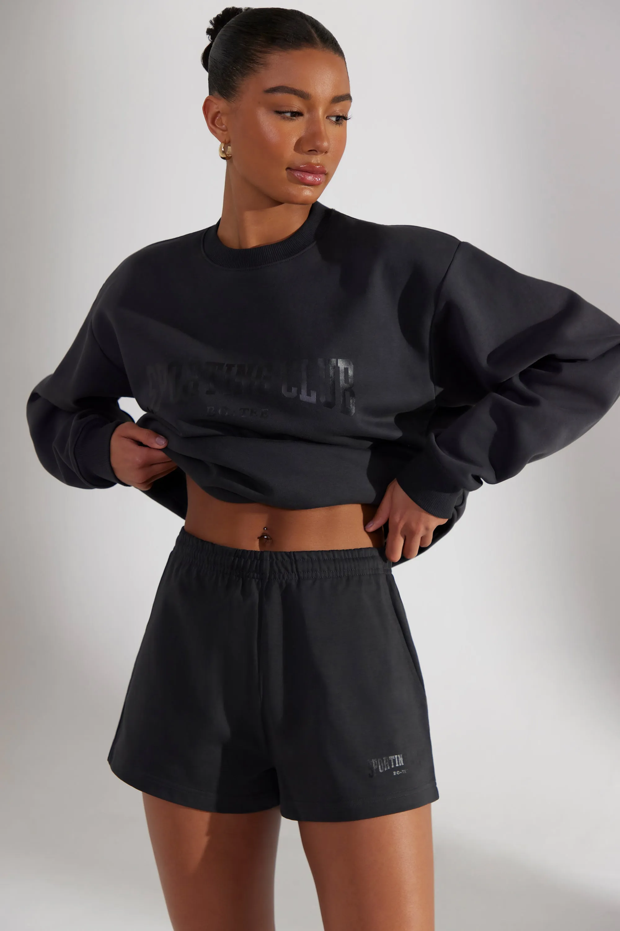 Groundwork - Sweat Shorts in Washed Black