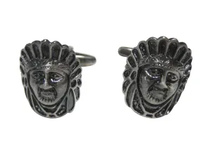 Gunmetal Toned Indian Chief Head Cufflinks