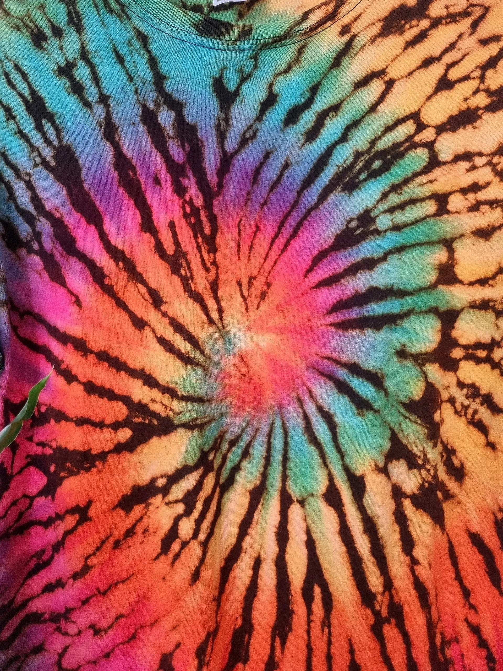 Hand Designed Bright Reverse Tie-Dye Rainbow Shirt