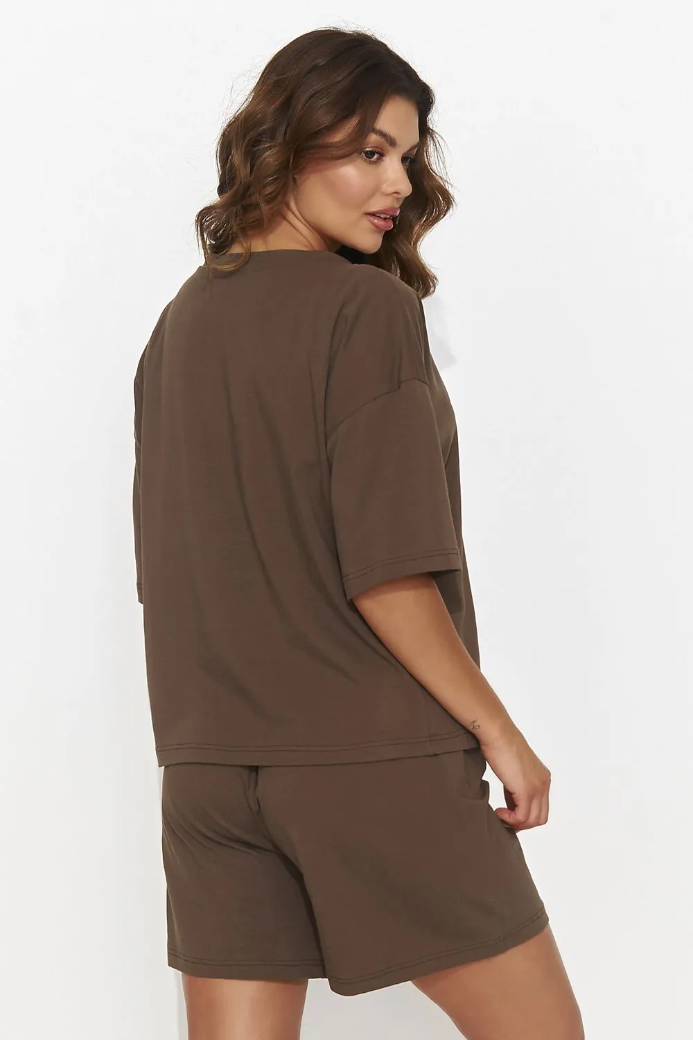 Heart Neckline Loose Knit Set