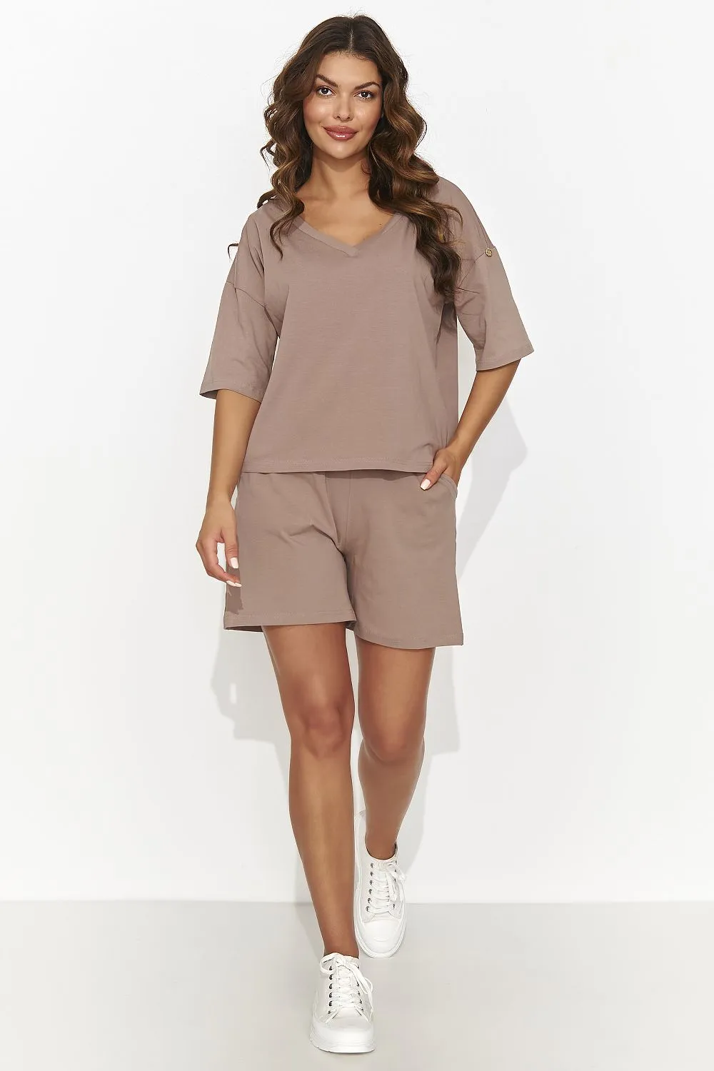 Heart Neckline Loose Knit Set
