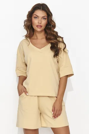 Heart Neckline Loose Knit Set