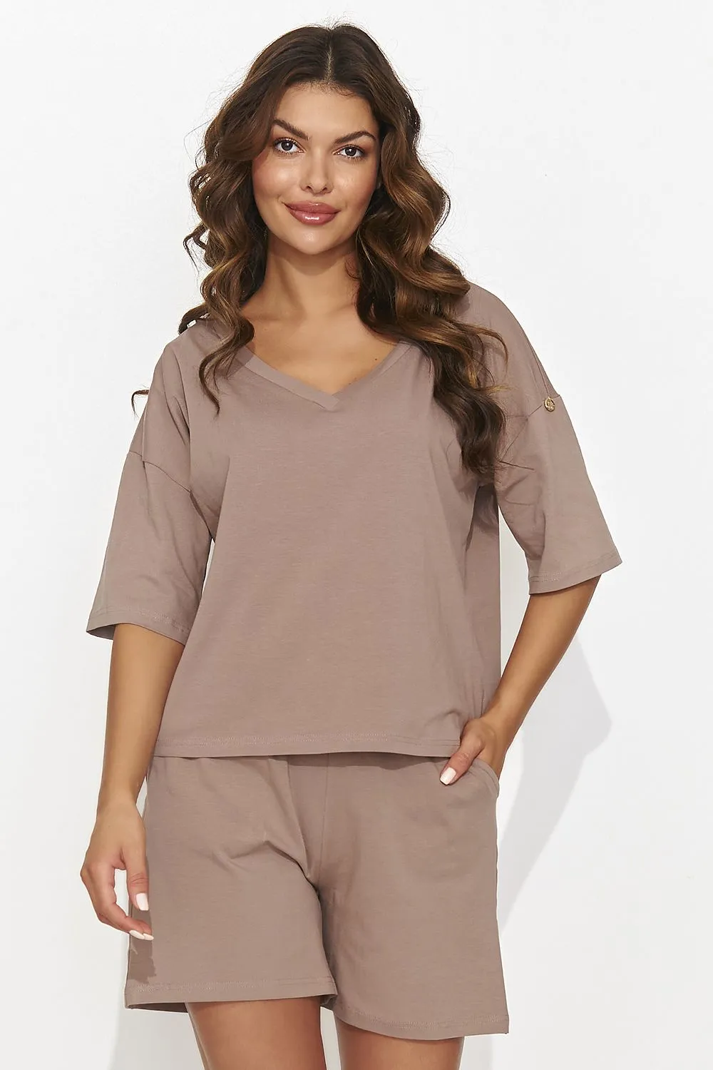 Heart Neckline Loose Knit Set