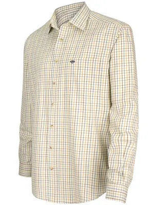 HOGGS OF FIFE Inverness Cotton Tattersall Shirt - Mens - Brown/Gold/Navy Check