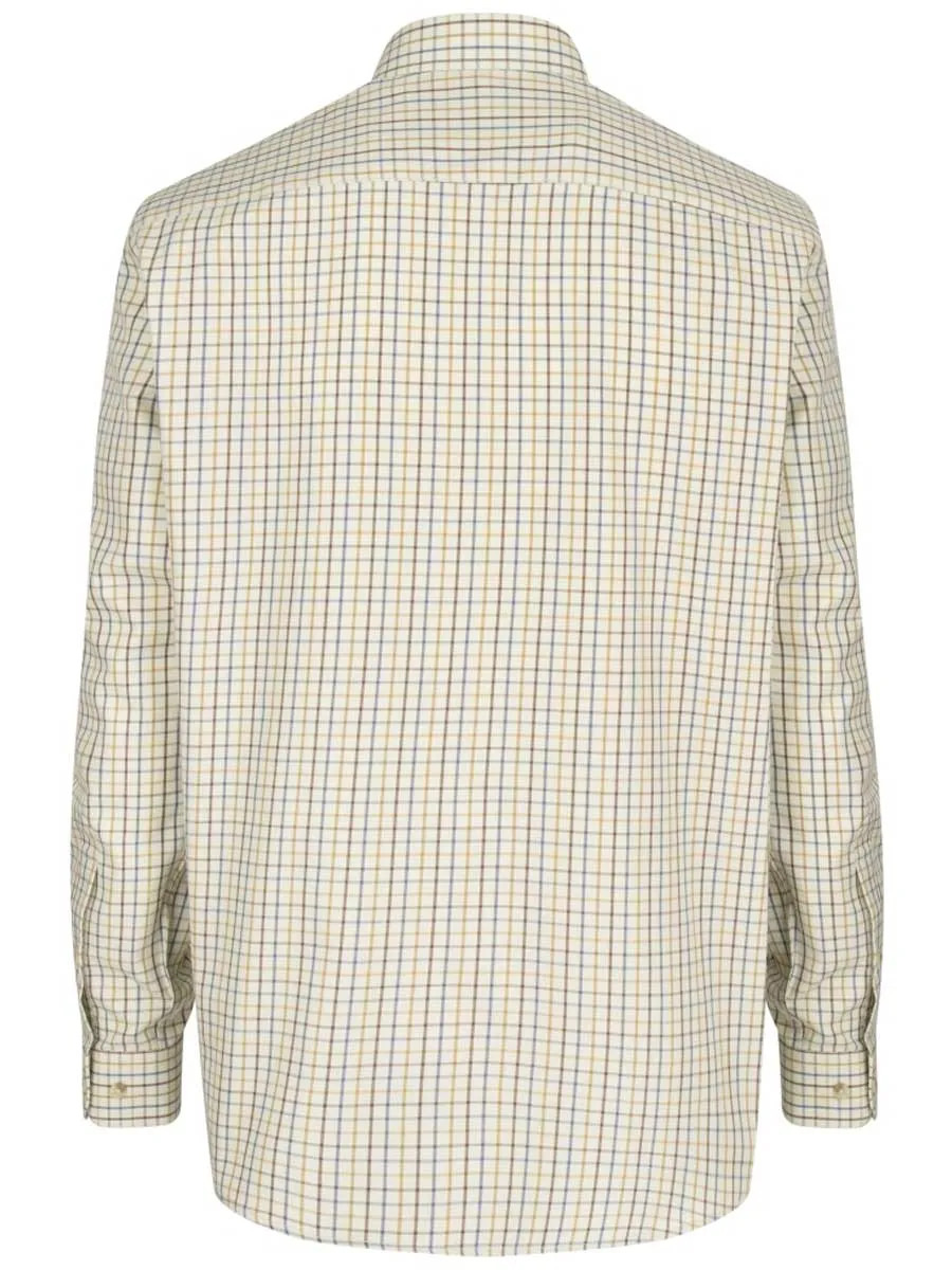HOGGS OF FIFE Inverness Cotton Tattersall Shirt - Mens - Brown/Gold/Navy Check