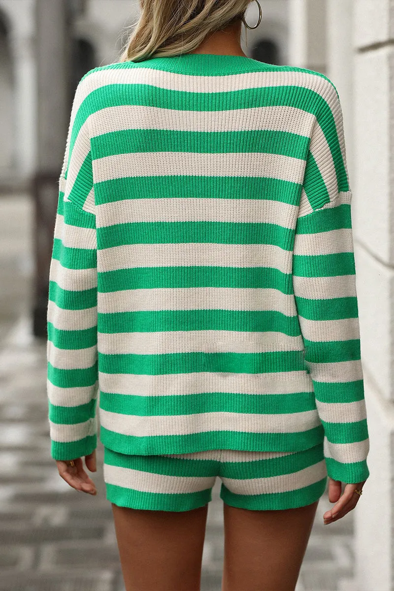 HUQ1104 Stripes Top & Shorts Set