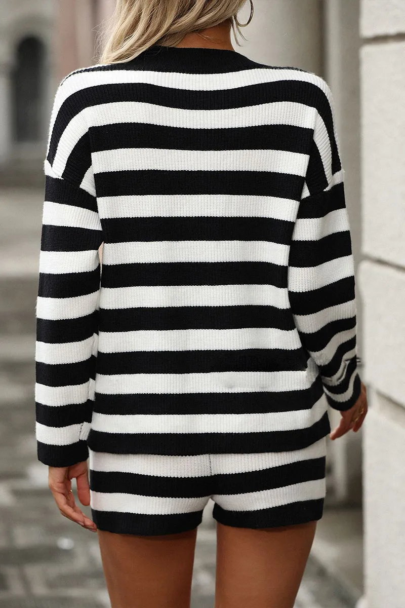 HUQ1104 Stripes Top & Shorts Set