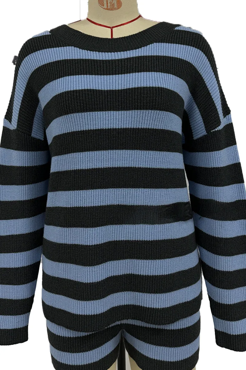 HUQ1104 Stripes Top & Shorts Set