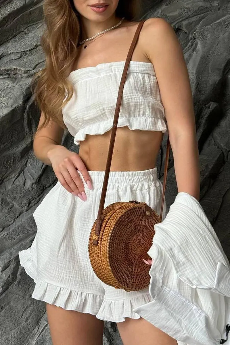 HUQ1321 Textured Top & Shorts Set