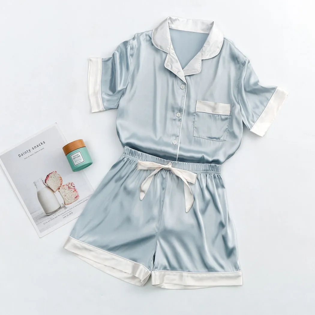Ice Silk Pajamas Women's Short Student Suit Loose Homewear