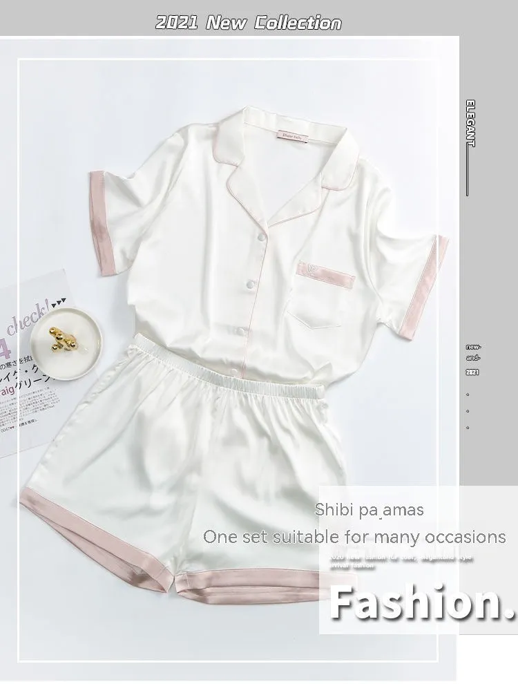 Ice Silk Pajamas Women's Short Student Suit Loose Homewear