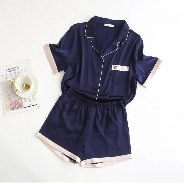 Ice Silk Pajamas Women's Short Student Suit Loose Homewear