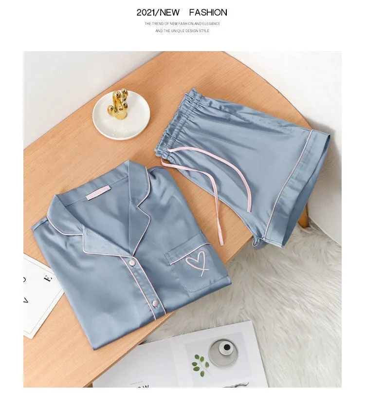 Ice Silk Pajamas Women's Short Student Suit Loose Homewear