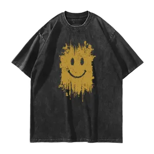 Ink Splash Smiley Washed T-Shirt
