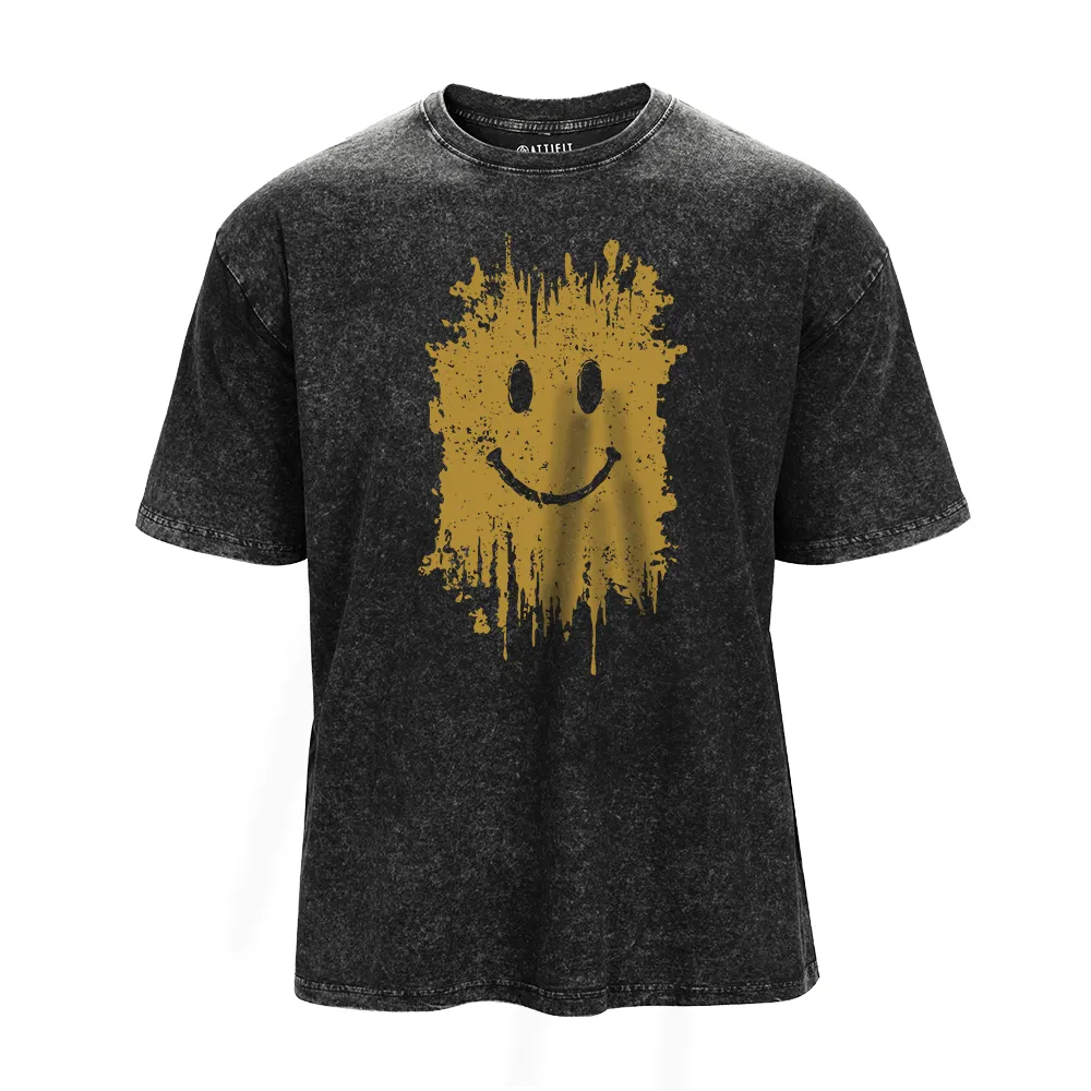 Ink Splash Smiley Washed T-Shirt