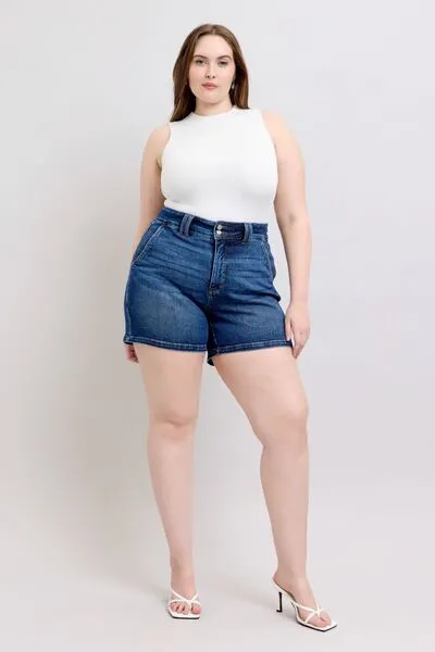 Judy Blue Double Button Waistband Denim Shorts