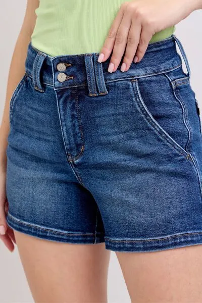 Judy Blue Full Size Double Button Waistband Denim Shorts